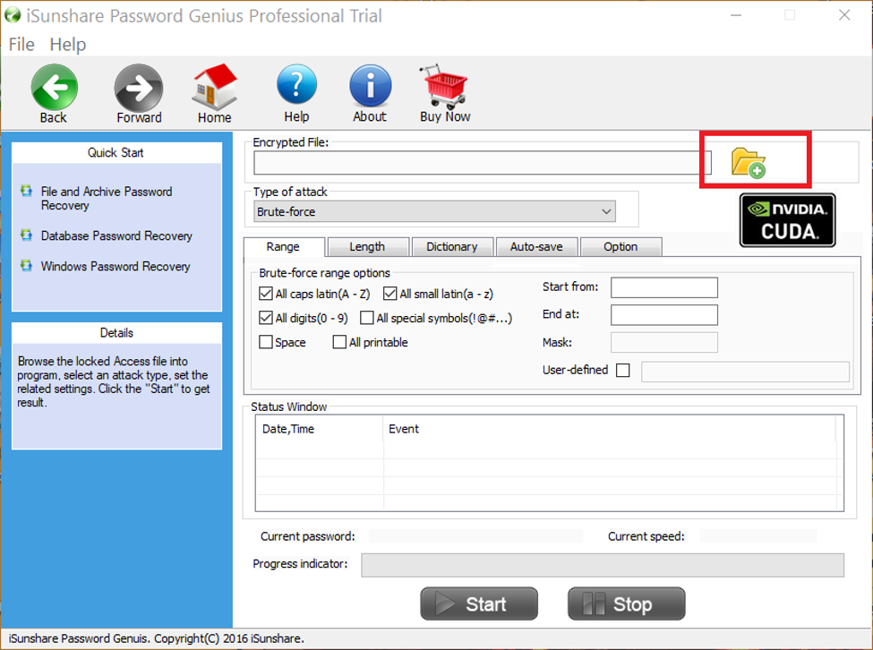 import the encrypted file into Password Recovery Bundle